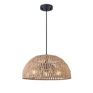 Lac Du Bonnet 3-Light Pendant in Black with Tan Yarn Shade