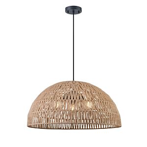 Lac Du Bonnet 3-Light Pendant in Black with Tan Yarn Shade