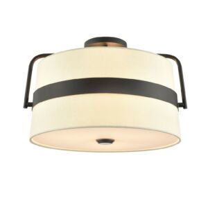 Bon Echo 3-Light Semi-Flush Mount in Ebony with Satin White Shade