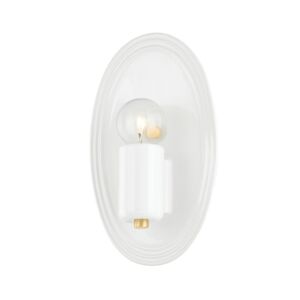 Joyce One Light Wall Sconce in Aged BrassCeramic Gloss White by Mitzi