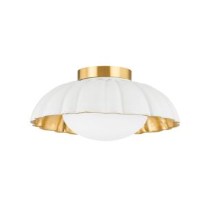 Penelope One Light Flush Mount in Aged Brass by Mitzi