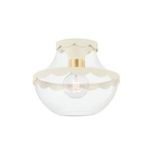 Alaina One Light Semi Flush Mount in Aged Brass by Mitzi