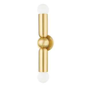 Lolly Two Light Wall Sconce in Aged Brass by Mitzi