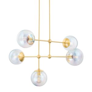 Ophelia Five Light Chandelier in Aged Brass by Mitzi