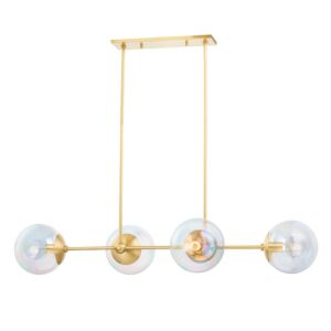 Ophelia Four Light Linear in Aged Brass by Mitzi