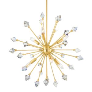 Genesis Six Light Chandelier in Aged Brass by Mitzi