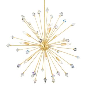 Genesis Nine Light Chandelier in Aged Brass by Mitzi