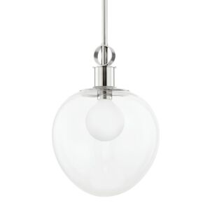 Anna One Light Pendant in Polished Nickel by Mitzi