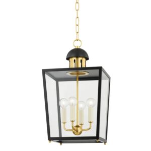 June Four Light Lantern in Aged Brass by Mitzi