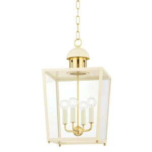 June Four Light Lantern in Aged Brass by Mitzi