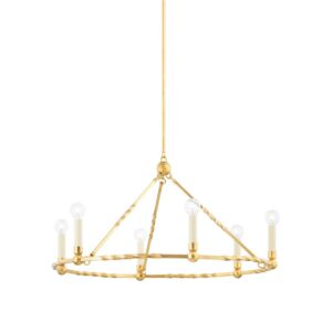 Josephine Six Light Chandelier in Vintage Gold Leaf by Mitzi