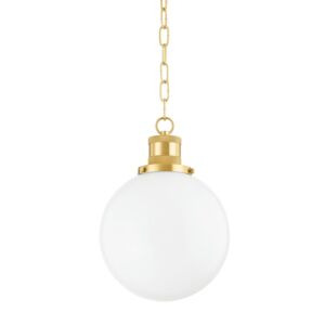 Beverly One Light Pendant in Aged Brass by Mitzi