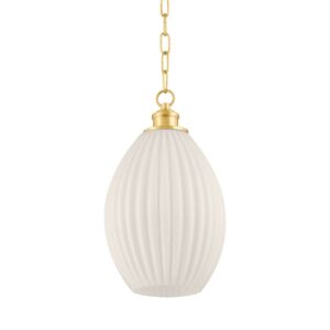 Hillary One Light Pendant in Aged Brass by Mitzi