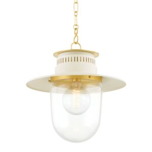 Nori One Light Pendant in Aged BrassSoft Cream by Mitzi