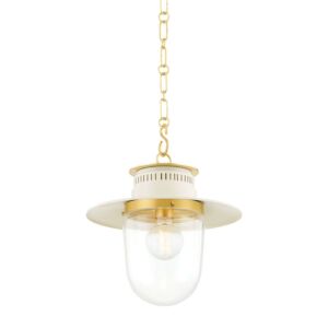 Nori One Light Pendant in Aged BrassSoft Cream by Mitzi