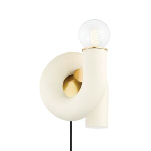 Jolie One Light Wall Sconce in Aged BrassTextured Cream by Mitzi