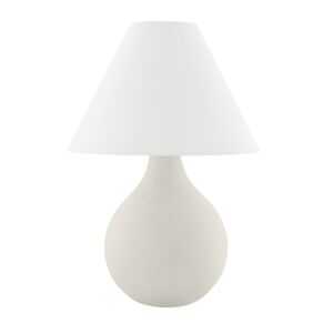 Helena One Light Table Lamp in Aged BrassCeramic Matte White Speck by Mitzi