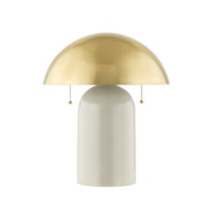 Gaia Two Light Table Lamp in Aged Brass by Mitzi