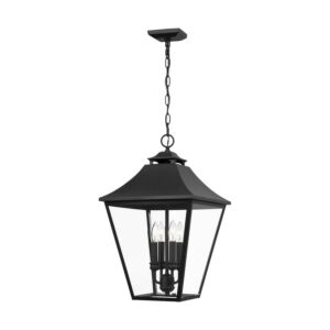 Galena Four Light Outdoor Pendant in Textured Black by Visual Comfort Studio