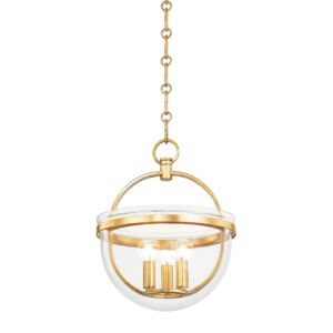 Malloy Three Light Lantern in Vintage Gold Leaf by Hudson Valley