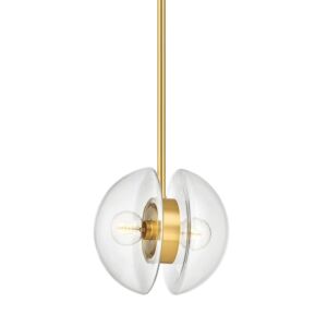 Kert 2-Light Pendant in Aged Brass