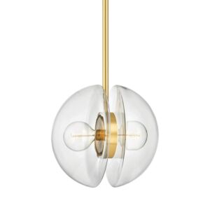 Kert 2-Light Pendant in Aged Brass