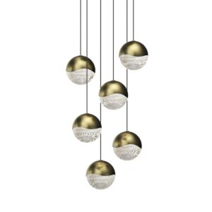 Grapes 6-Light LED Pendant in Brass Finish