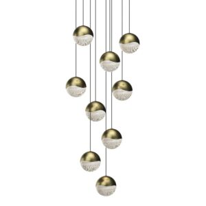 Grapes 9-Light LED Pendant in Brass Finish