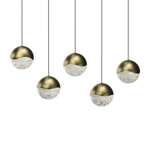 Grapes 5-Light LED Pendant in Brass Finish