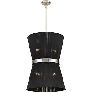 DVI Ellesmere 6-Light Foyer Pendant in Satin Nickel with Black Shade