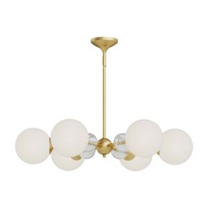 Celia 6-Light Chandelier in Brushed Gold with Opal Glass