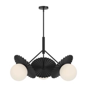 Plume 3-Light Chandelier in Matte Black with Opal Glass