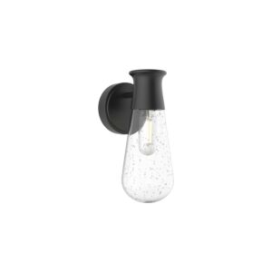 Marcel One Light Outdoor Wall Lantern in Clear Bubble Glass Textured Black by Alora