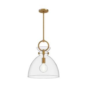 Waldo 1-Light Pendant in Aged Gold with Clear