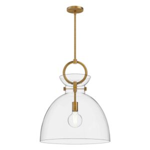 Waldo 1-Light Pendant in Aged Gold with Clear