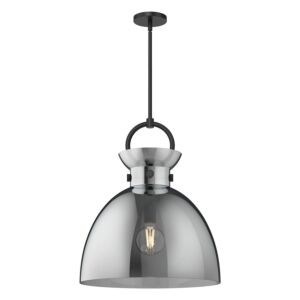 Waldo One Light Pendant in Matte Black Smoked by Alora