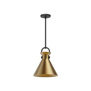 Emerson 1-Light Pendant in Matte Black with Aged Gold