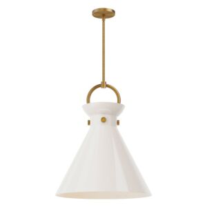 Emerson 1-Light Pendant in Aged Gold with Glossy Opal Glass