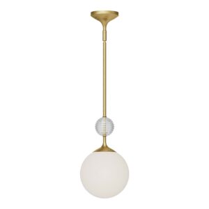 Celia One Light Pendant in Brushed Gold Opal Glass by Alora