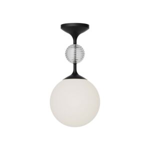 Celia One Light Semi Flush Mount in Matte Black Opal Glass by Alora