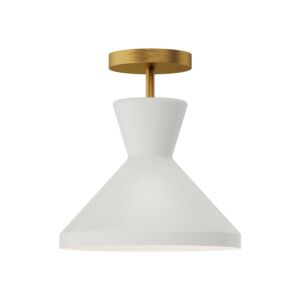 Betty 1-Light Semi-Flush Mount in Aged Gold with Opal Glass