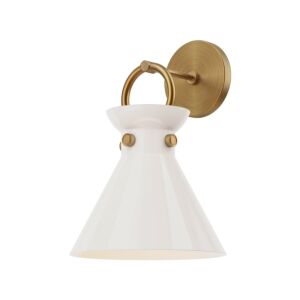 Emerson 1-Light Wall Sconce in Aged Gold with Glossy Opal Glass