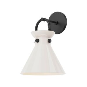 Emerson 1-Light Wall Sconce in Matte Black with Glossy Opal Glass