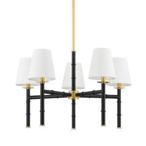 Banyan Five Light Chandelier in Aged Brass by Mitzi