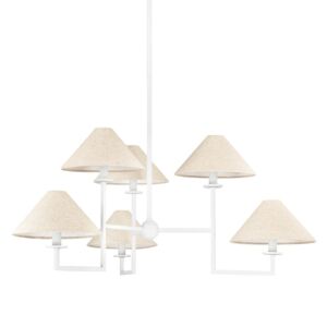 Gladwyne Six Light Chandelier in Textured White by Mitzi