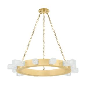 Citrine 12-Light LED Chandelier in Vintage Brass