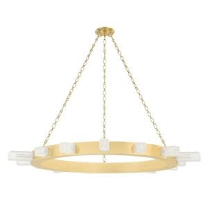 Citrine 15-Light LED Chandelier in Vintage Brass