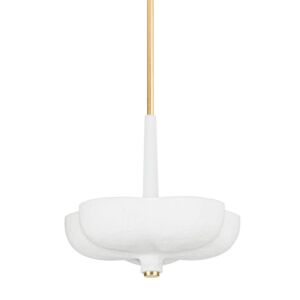 Rimini Three Light Pendant in Gold Leaf   Gesso White by Corbett Lighting