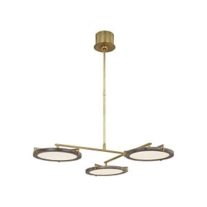 Shuffle Medium 3-Light Integrated LED Ceiling Chandelier in Natural Brass