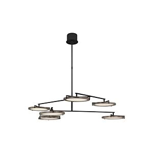 Shuffle Large 6-Light Integrated LED Ceiling Chandelier in Nightshade Black